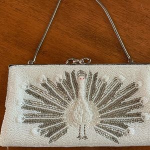 Vintage Beaded Cocktail Mini Bag with Peacock Design